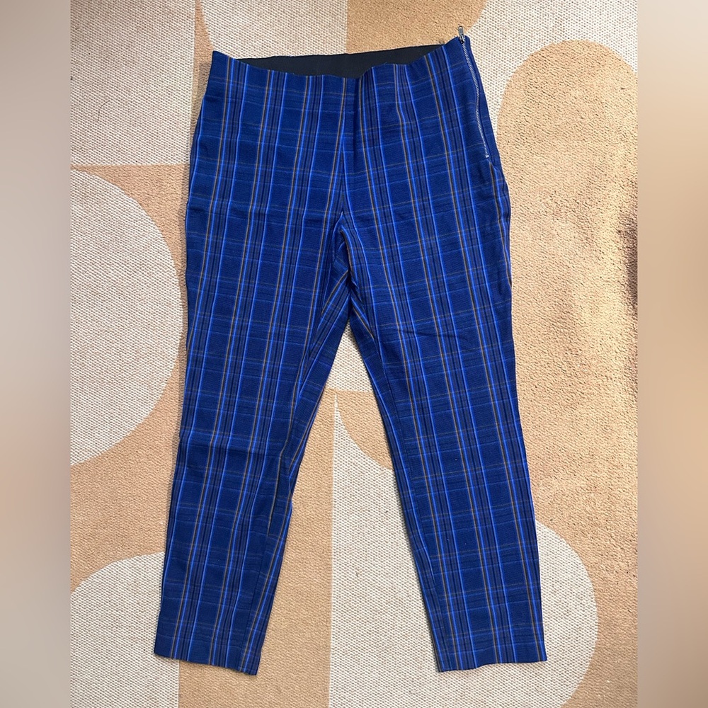 a new day Blue Chinos with Plaid Pattern